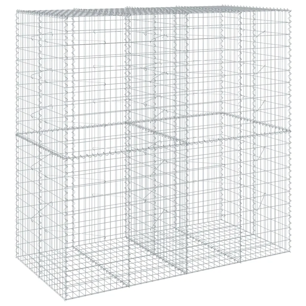 Gabion Basket with Cover 200x100x200 cm Galvanised Iron 3295227 - Home & Garden