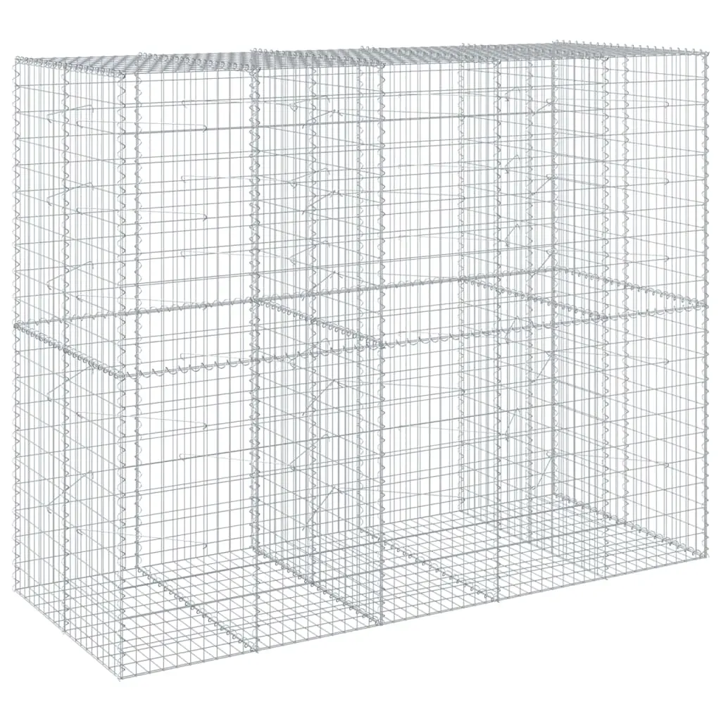 Gabion Basket with Cover 250x100x200 cm Galvanised Iron 3295228 - Home & Garden