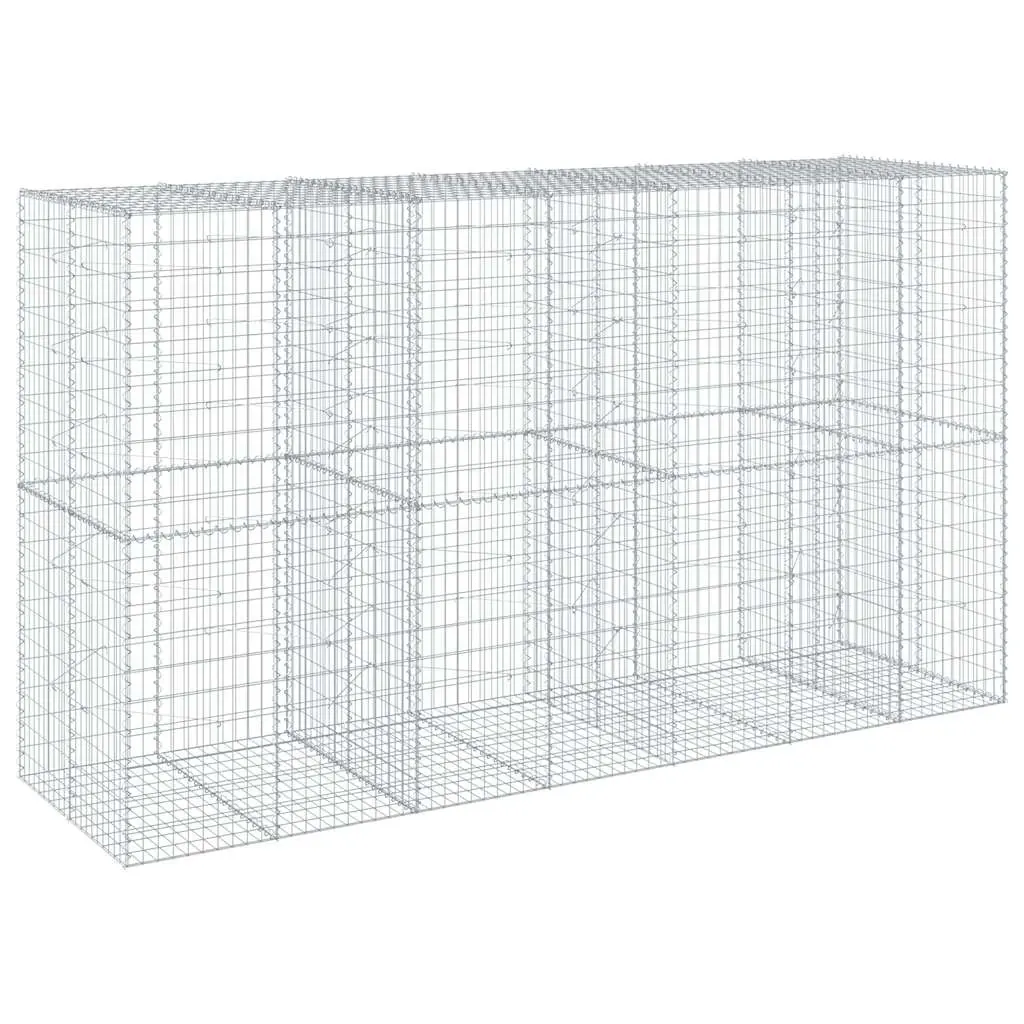 Gabion Basket with Cover 350x100x200 cm Galvanised Iron 3295230 - Home & Garden