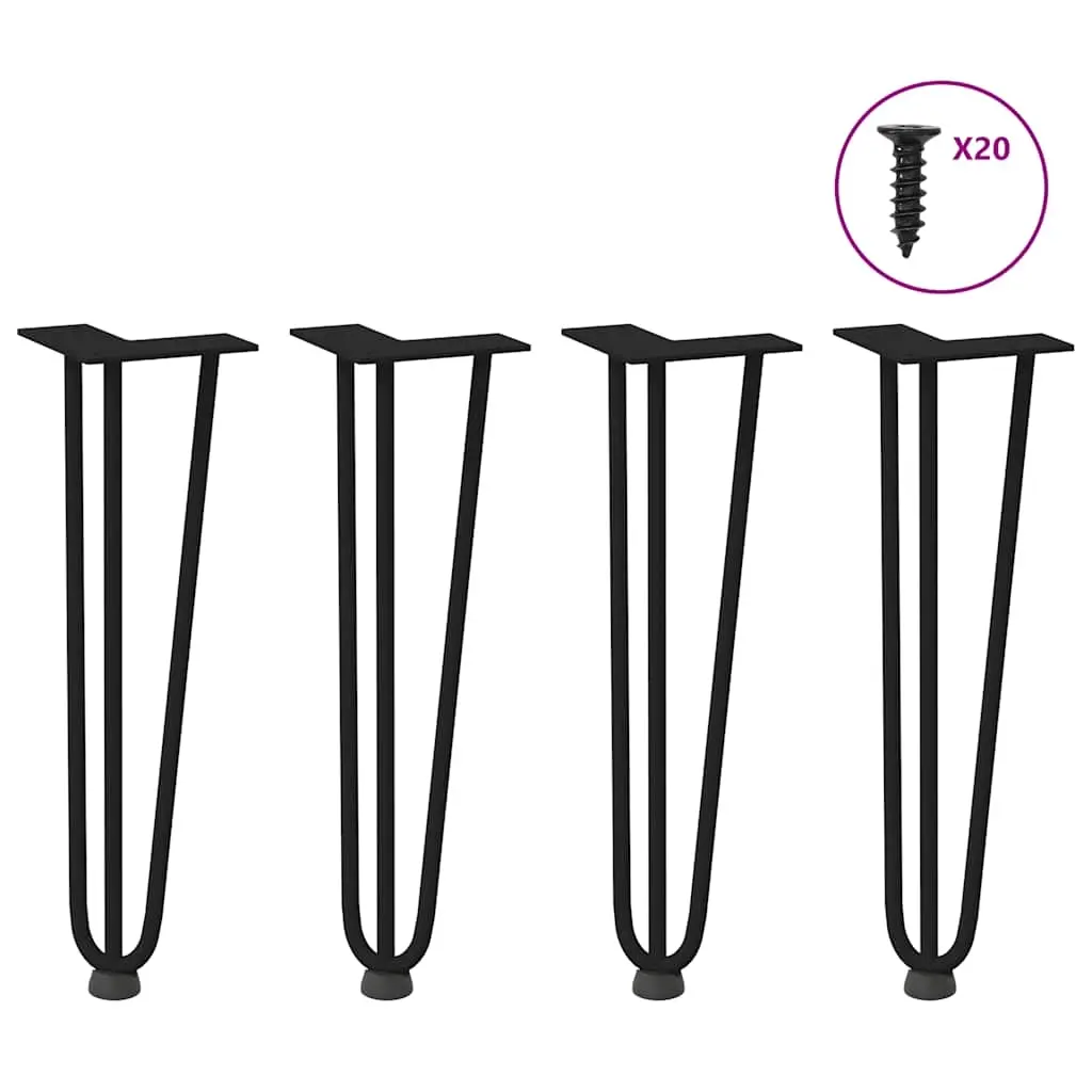 Hairpin Legs for Coffee Table 4 pcs Black 42 cm Solid Steel 4012440 - Furniture