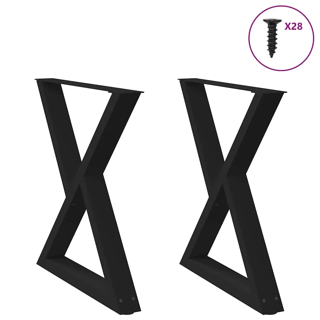 Dining Table Legs 2 pcs Black 80x(72-73.3) cm Steel 4012728