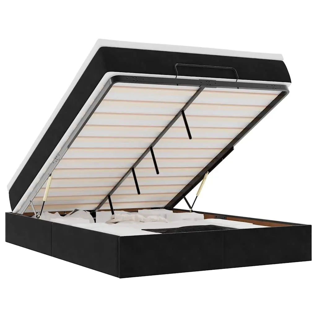 Ottoman Bed with Mattress Black Queen Velvet 3311216 - Furniture
