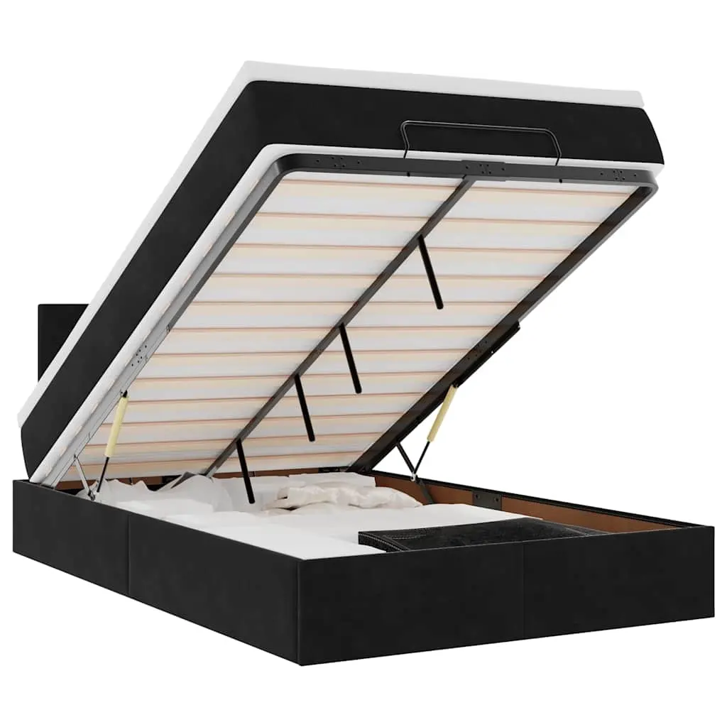 Ottoman Bed with Mattress & LEDs Black King Single Velvet 3312583 - Furniture