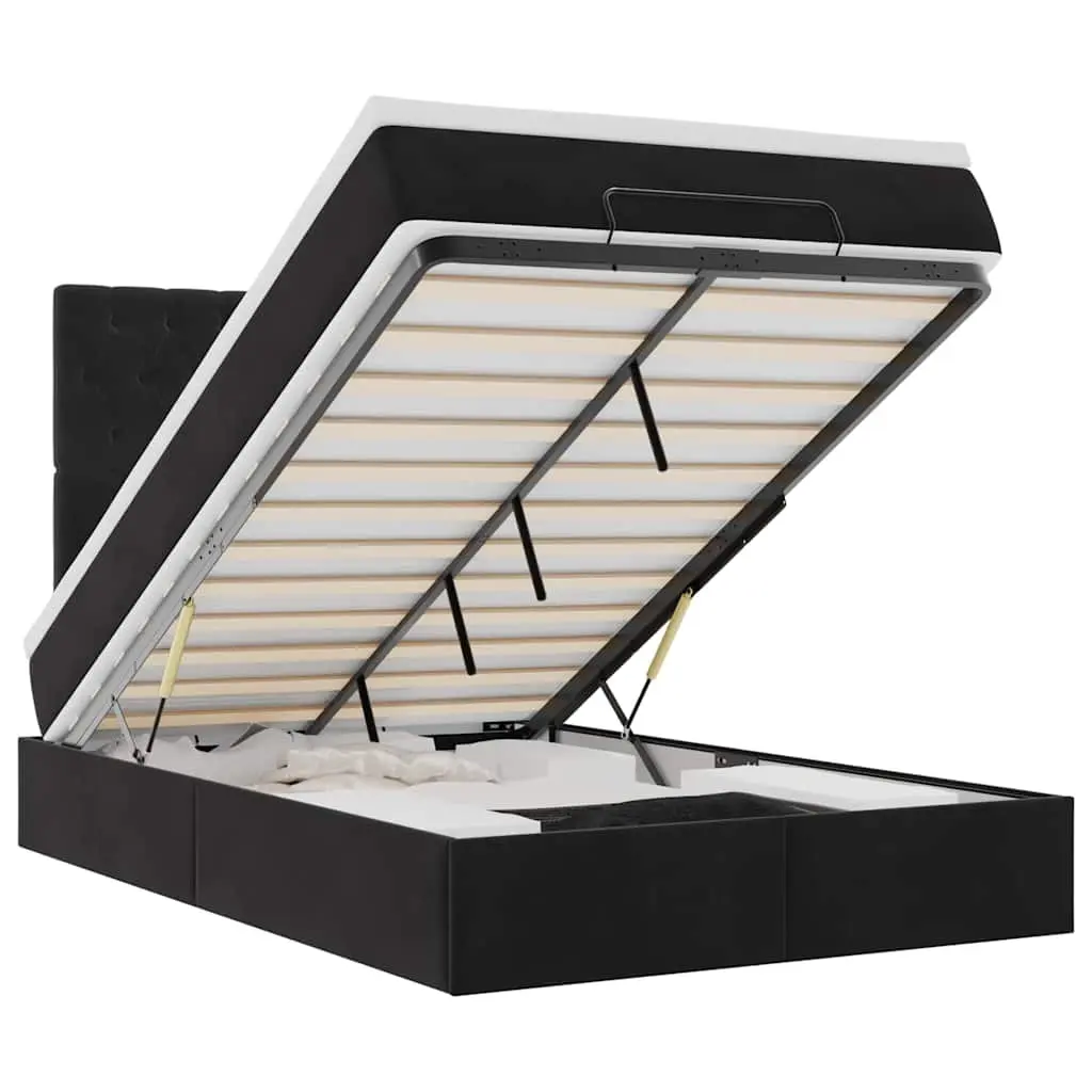 Ottoman Bed with Mattresses Black King Single Velvet 3313576 - Furniture