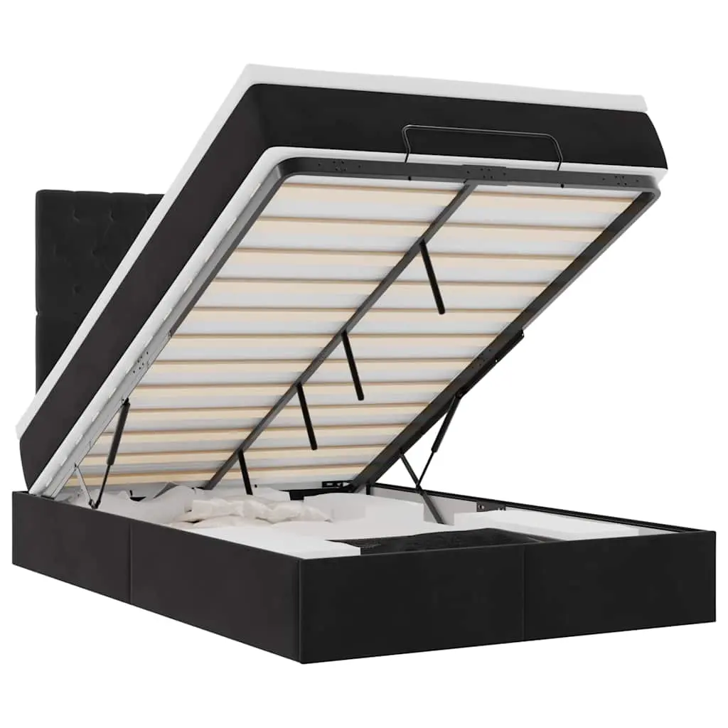 Ottoman Bed with Mattresses & LEDs Black King Single Velvet 3314425 - Furniture