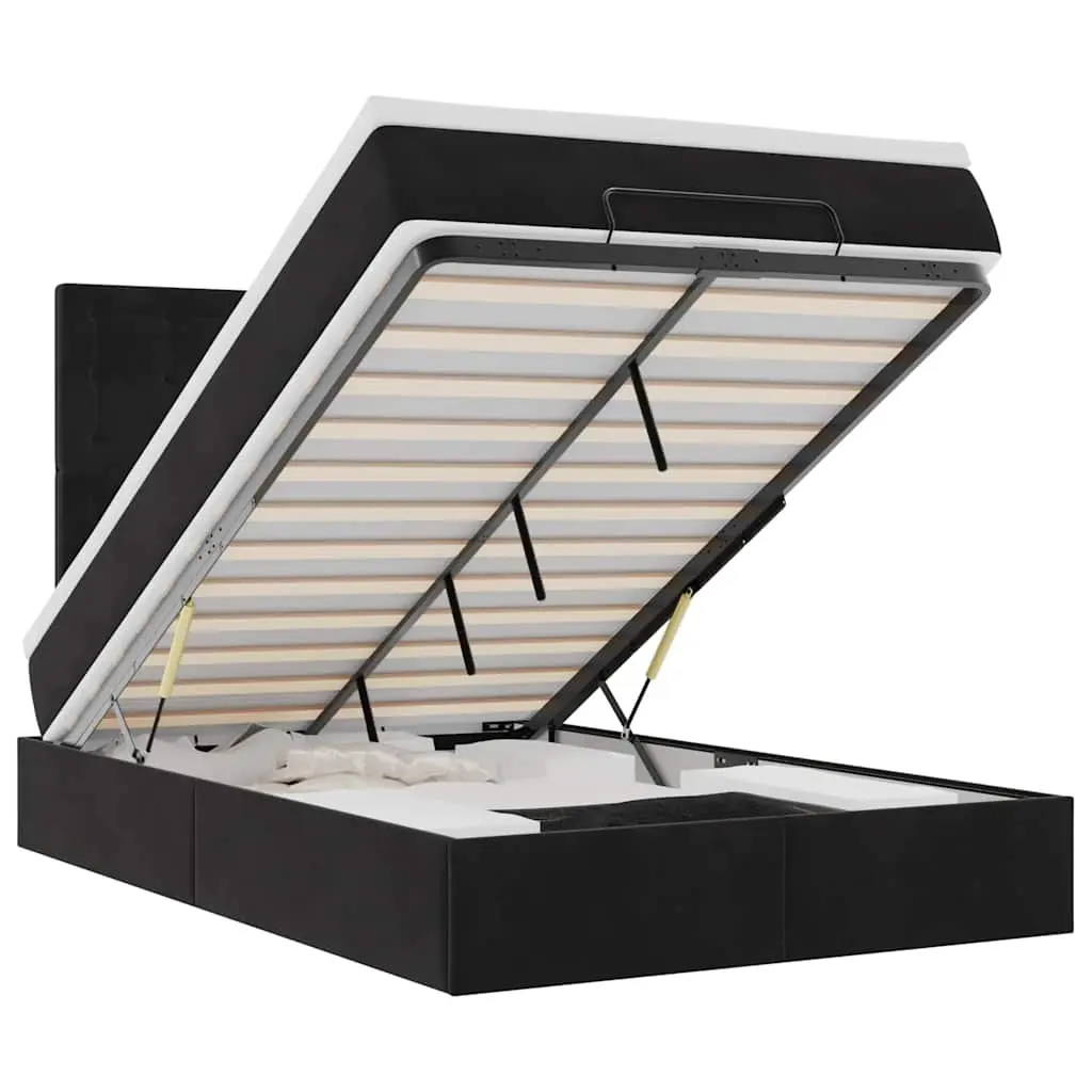 Ottoman Bed with Mattresses & LEDs Black King Single Velvet 3314497 - Furniture