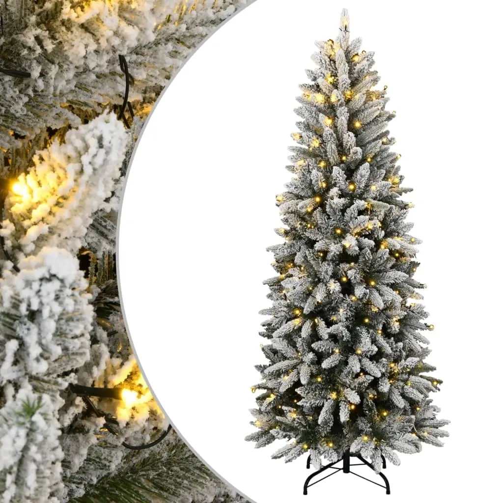 Artificial Christmas Tree 150 LEDs and Flocked Snow 150 cm 3315764 - Home & Garden