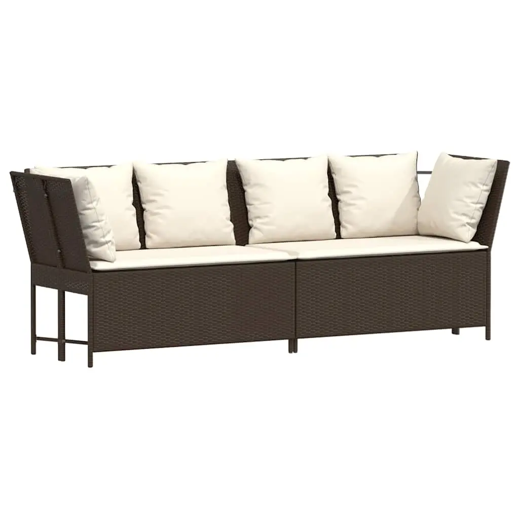 Garden Sofa with Cushions Brown Poly Rattan 4104123 - Furniture