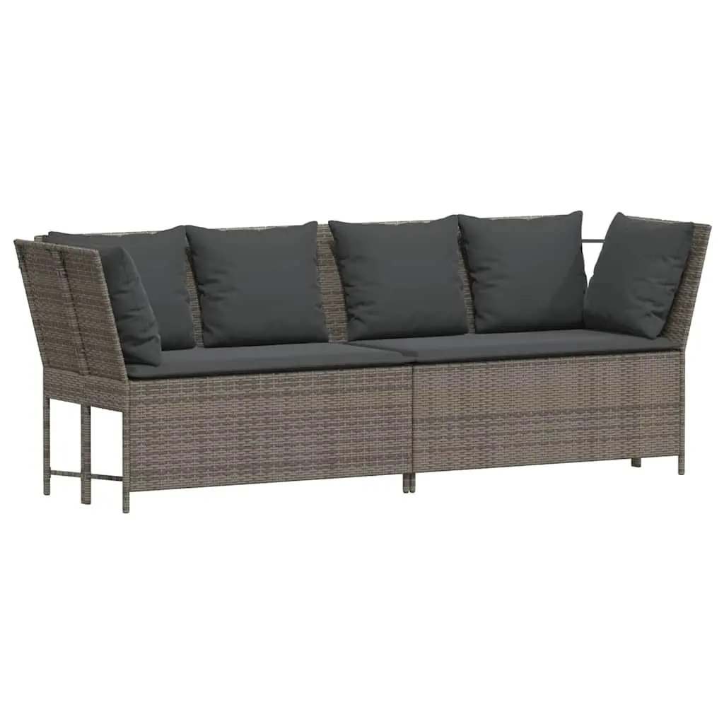 Garden Sofa with Cushions Grey Poly Rattan 4104124 - Furniture