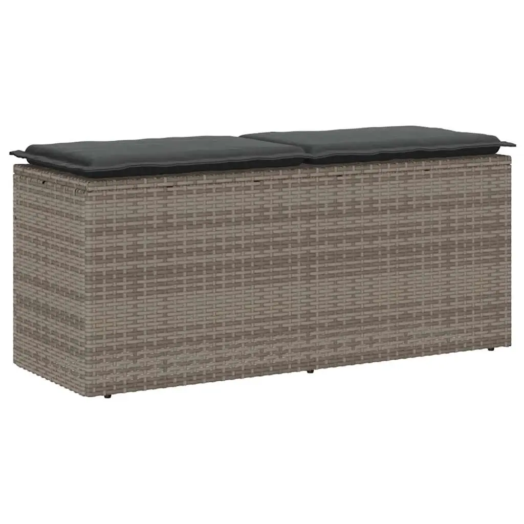 Garden Bench with Cushion Grey 110x40x44 cm Poly Rattan 4104147 - Furniture