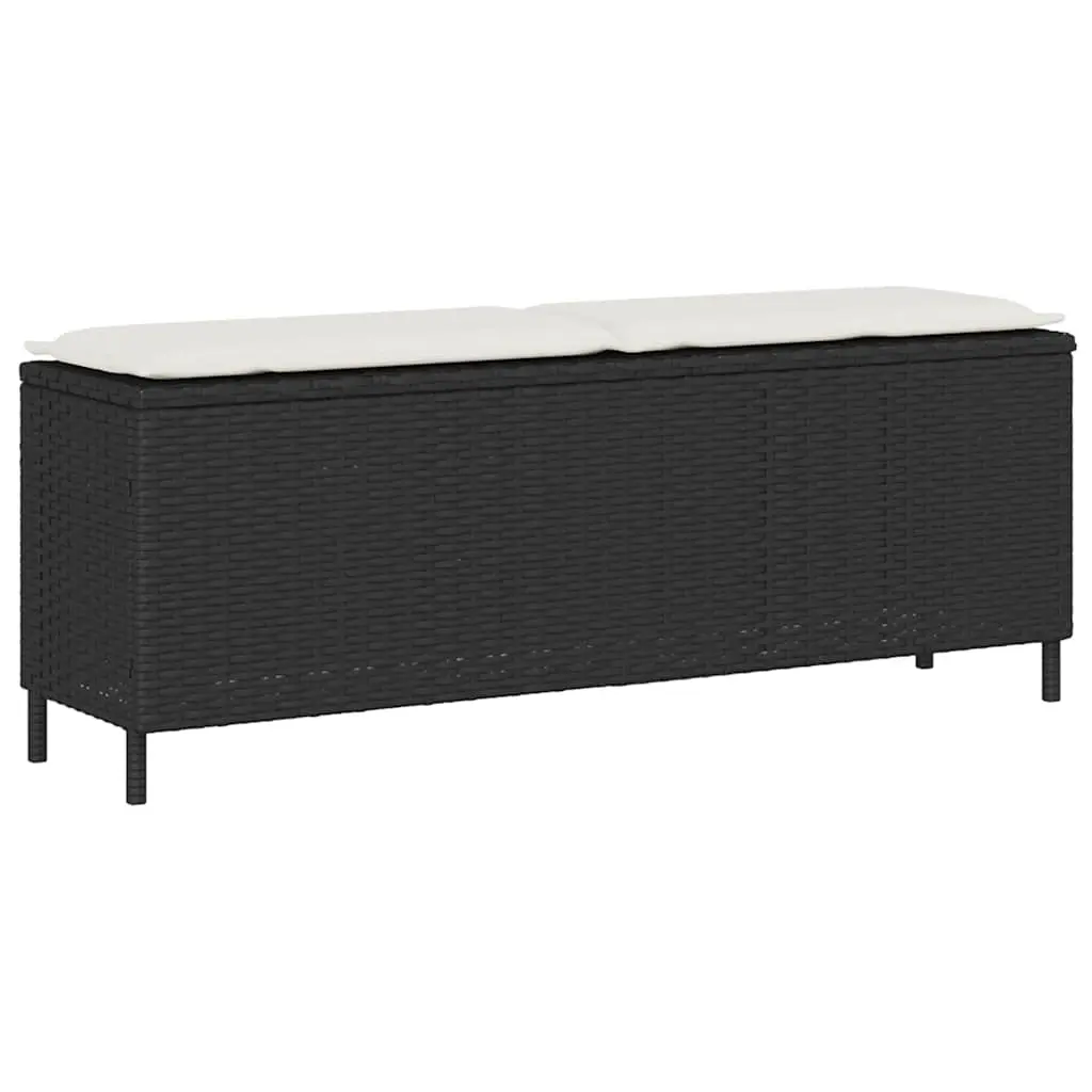 Garden Bench with Cushion Black 110x30x40.5 cm Poly Rattan 4104154 - Furniture