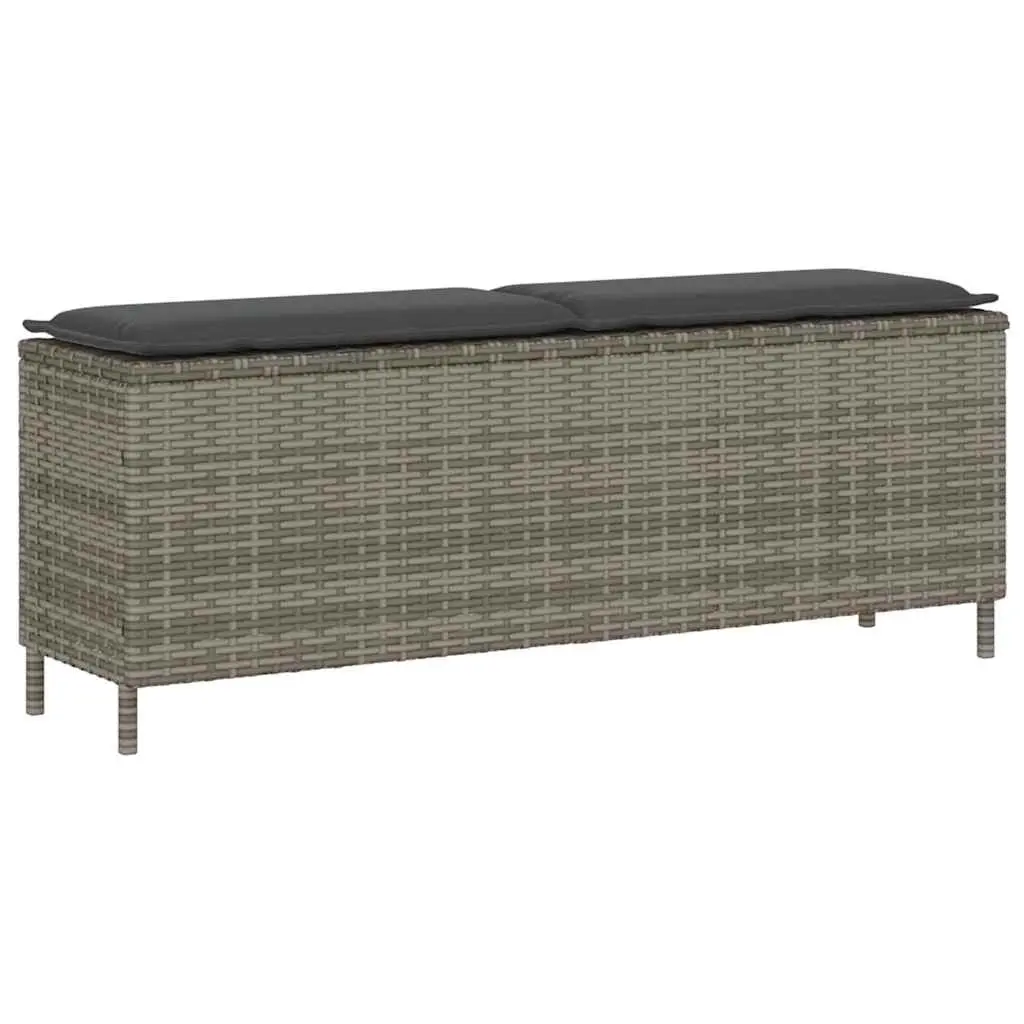 Garden Bench with Cushion Grey 110x30x40.5 cm Poly Rattan 4104156 - Furniture