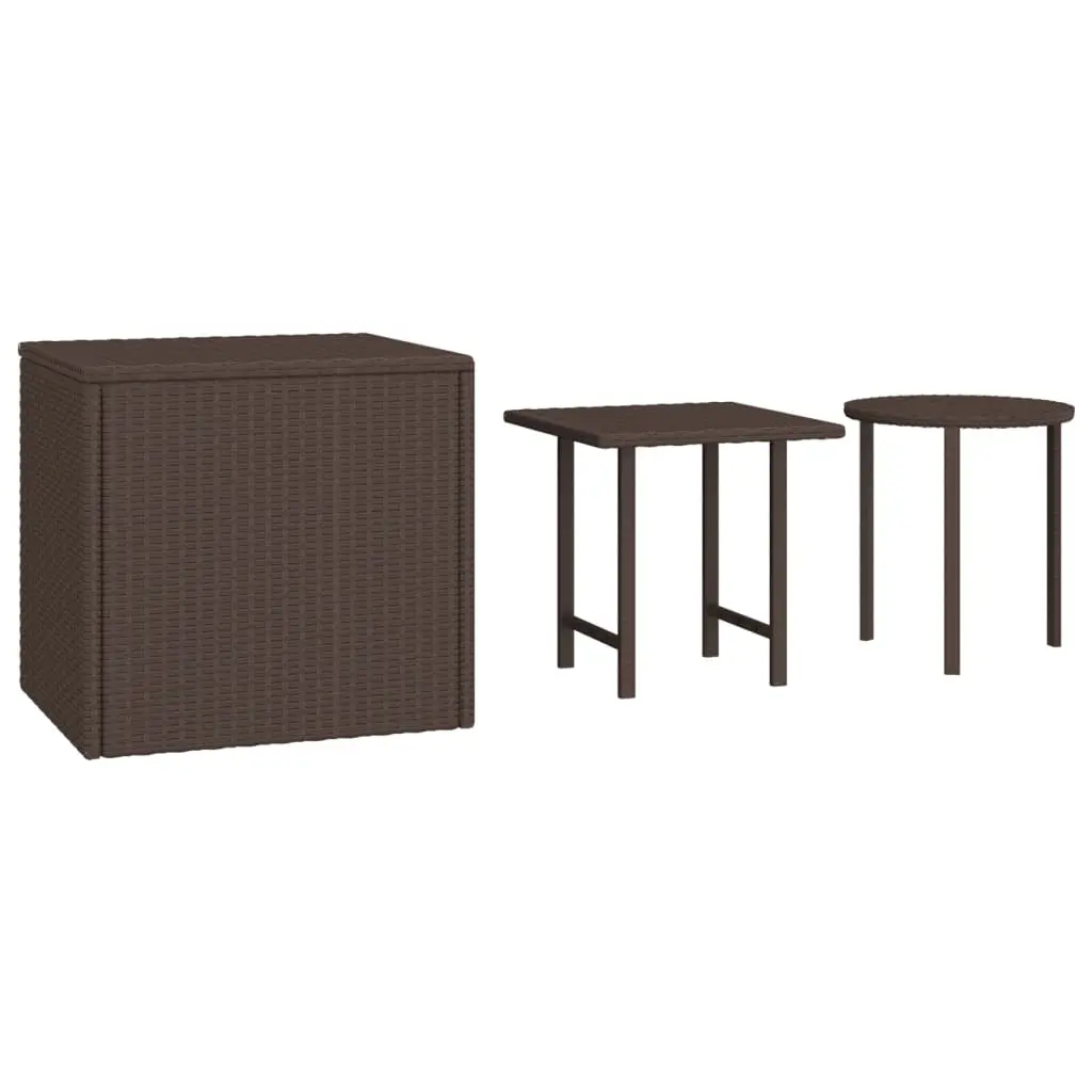Garden Side Tables 3 pcs Brown Poly Rattan 3324832 - Furniture