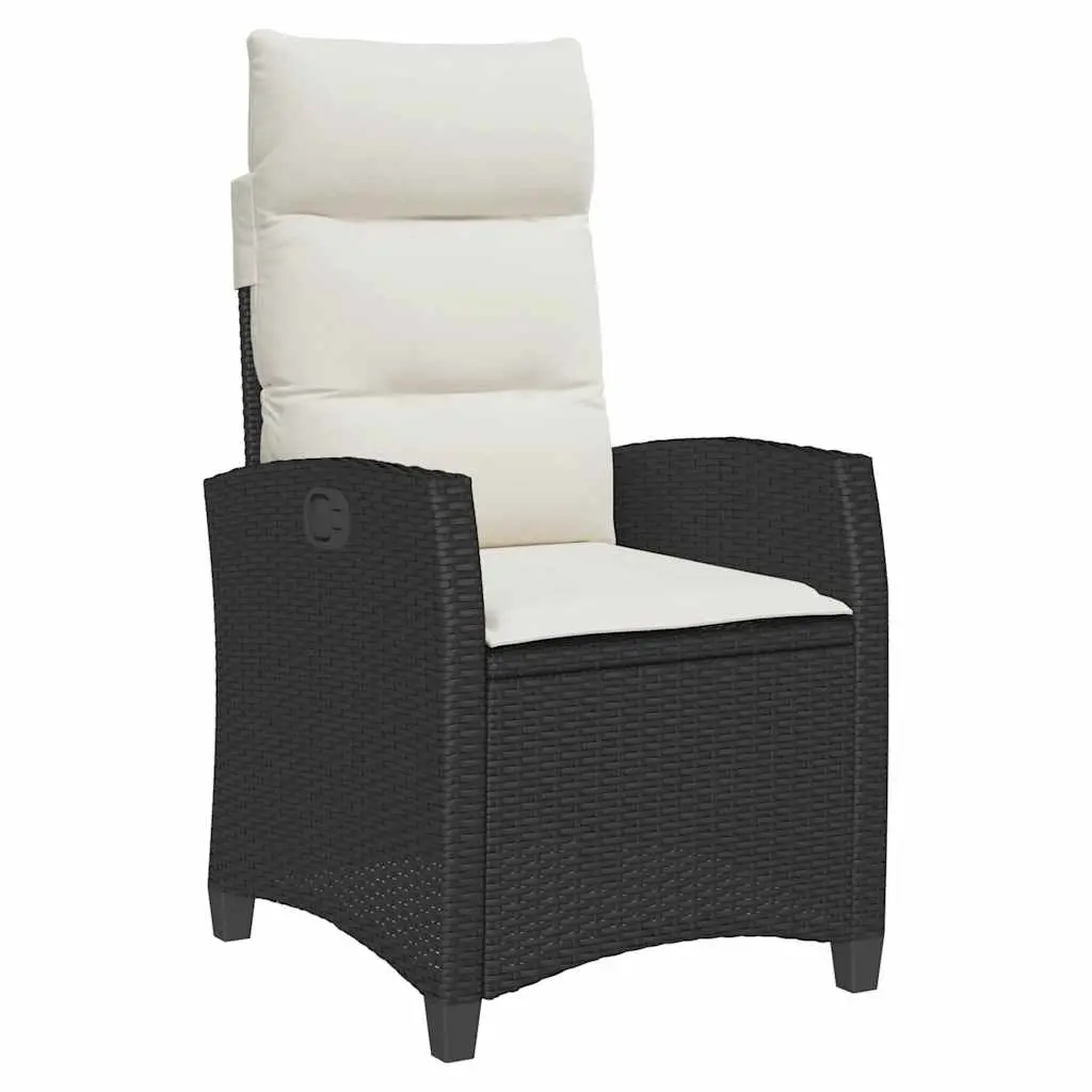 Reclining Garden Chair with Side Table Black Poly Rattan 4108270 - Furniture