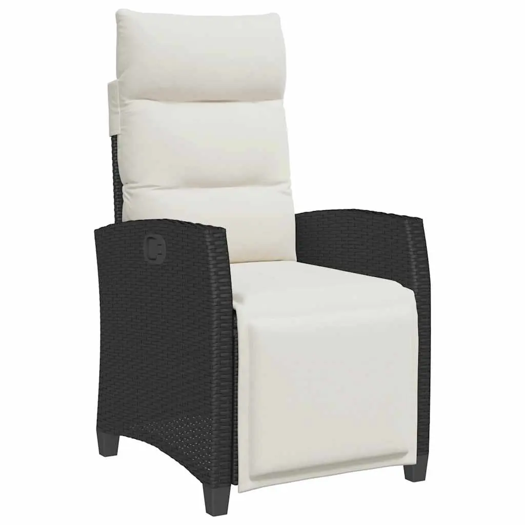 Reclining Garden Chair with Side Table Black Poly Rattan 4108275 - Furniture