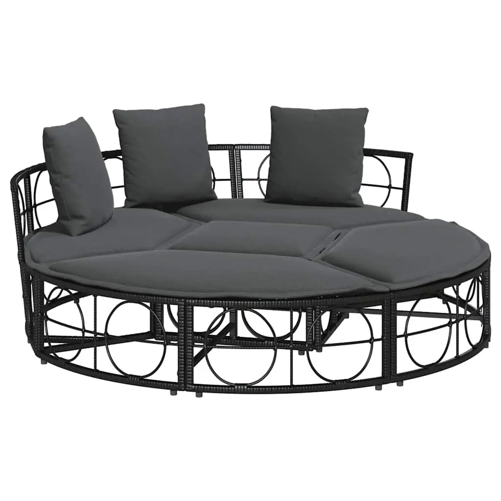 Outdoor Lounge Bed without Canopy Black Poly Rattan 4108236 - Furniture