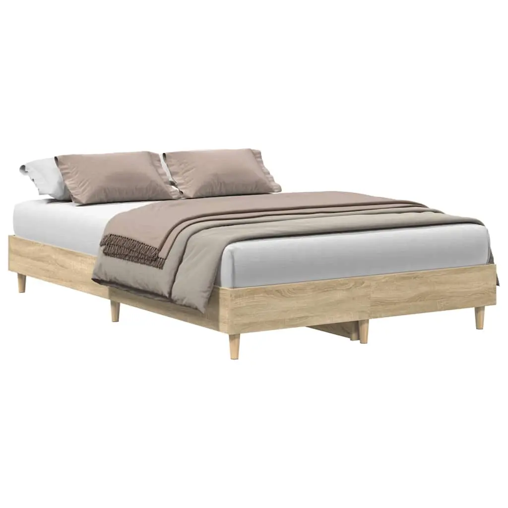 Bed Frame No Mattress Sonoma Oak 135x190 cm Engineered Wood 861068 - Furniture