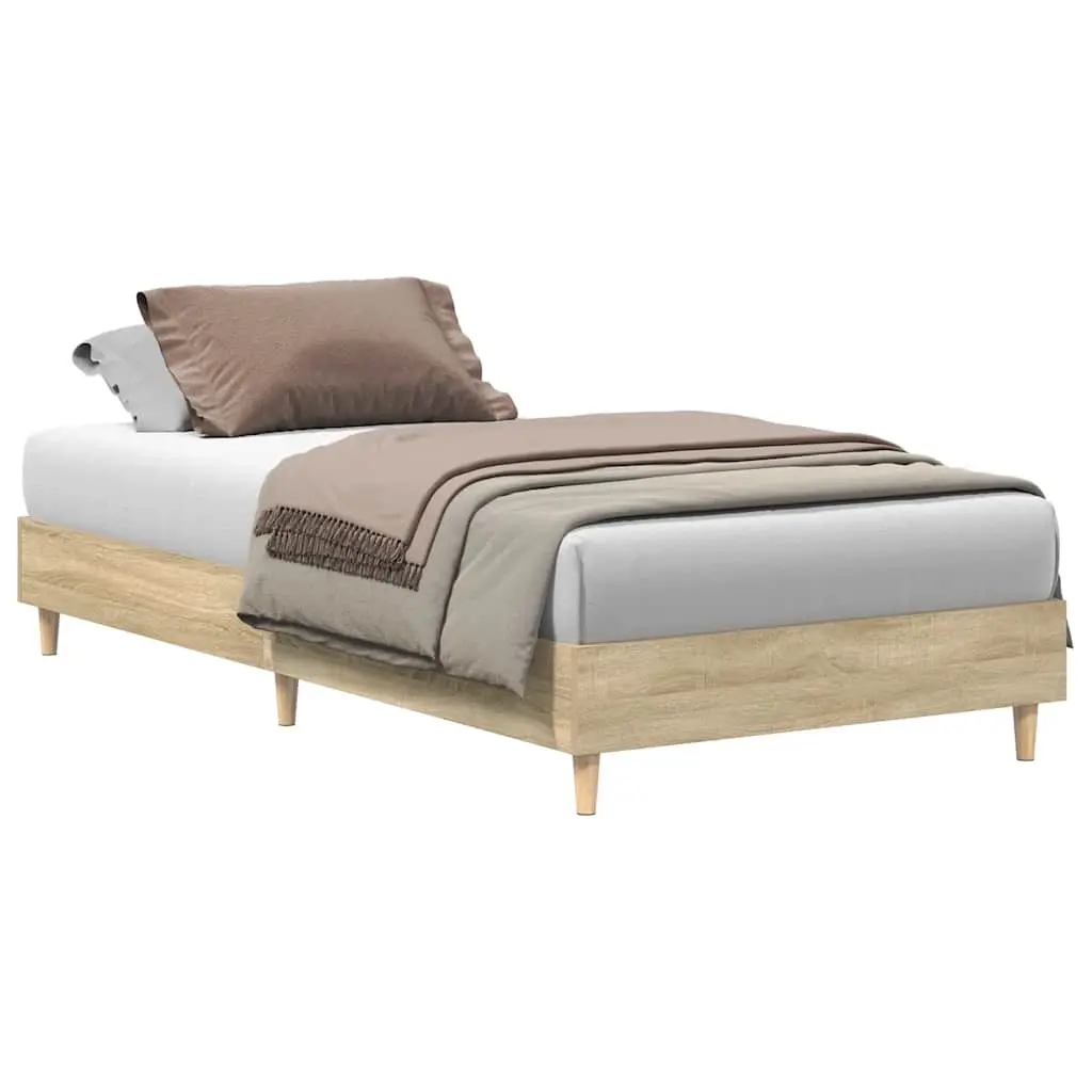 Bed Frame No Mattress Sonoma Oak 90x190 cm Engineered Wood 861086 - Furniture