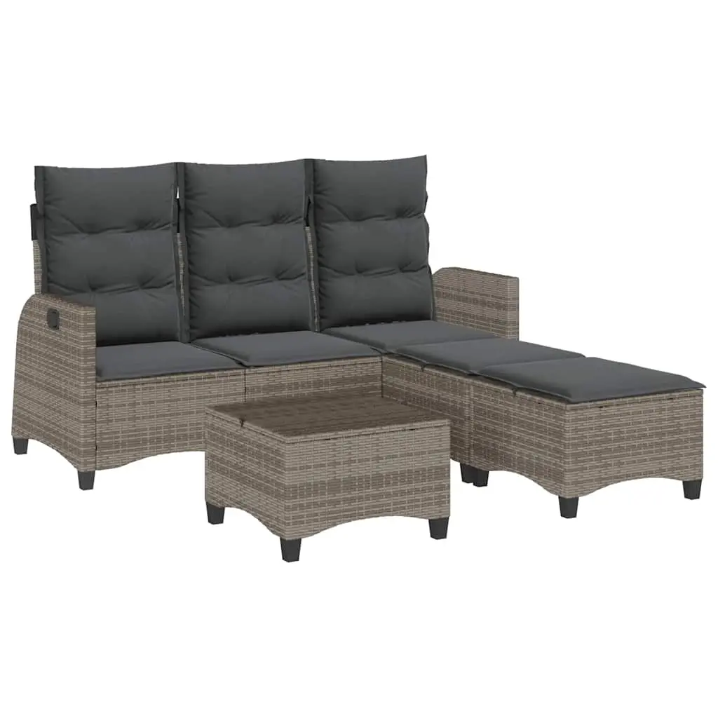 3 Piece Garden Sofa Set with Cushions L-shaped Grey Poly Rattan 3328640