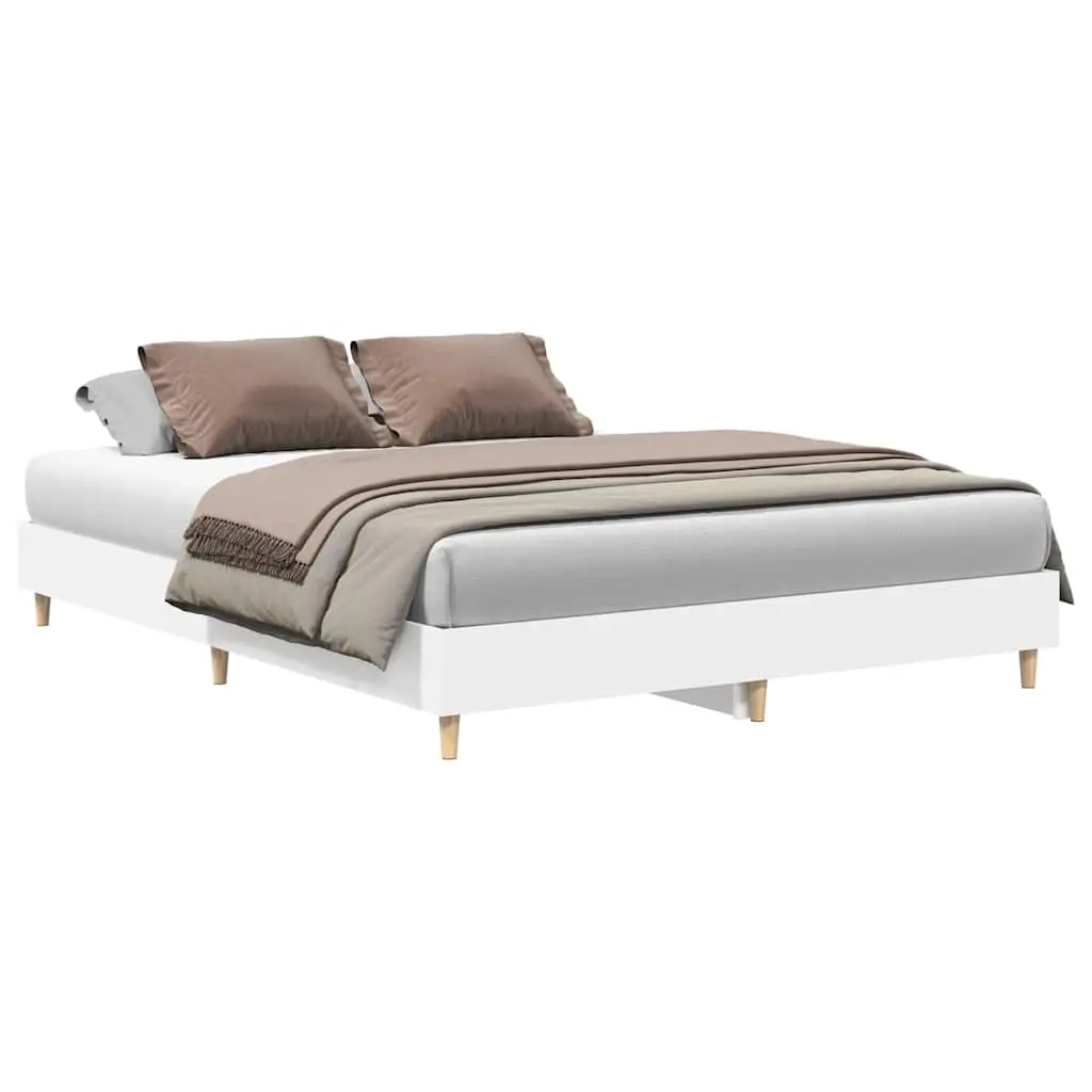 Bed Frame No Mattress White 150x200 cm Engineered Wood 3328708 - Furniture