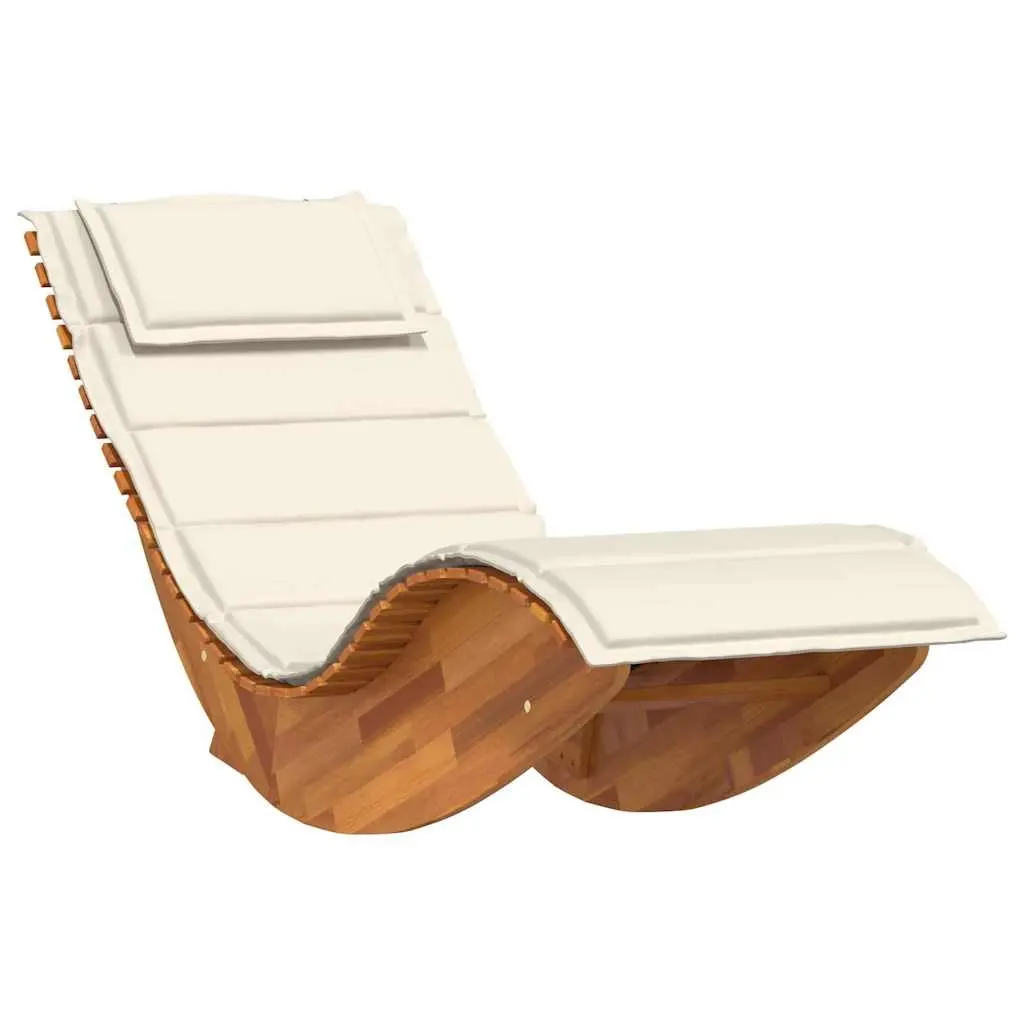 Rocking Sun Lounger with Cushion Solid Wood Acacia 4103882 - Furniture
