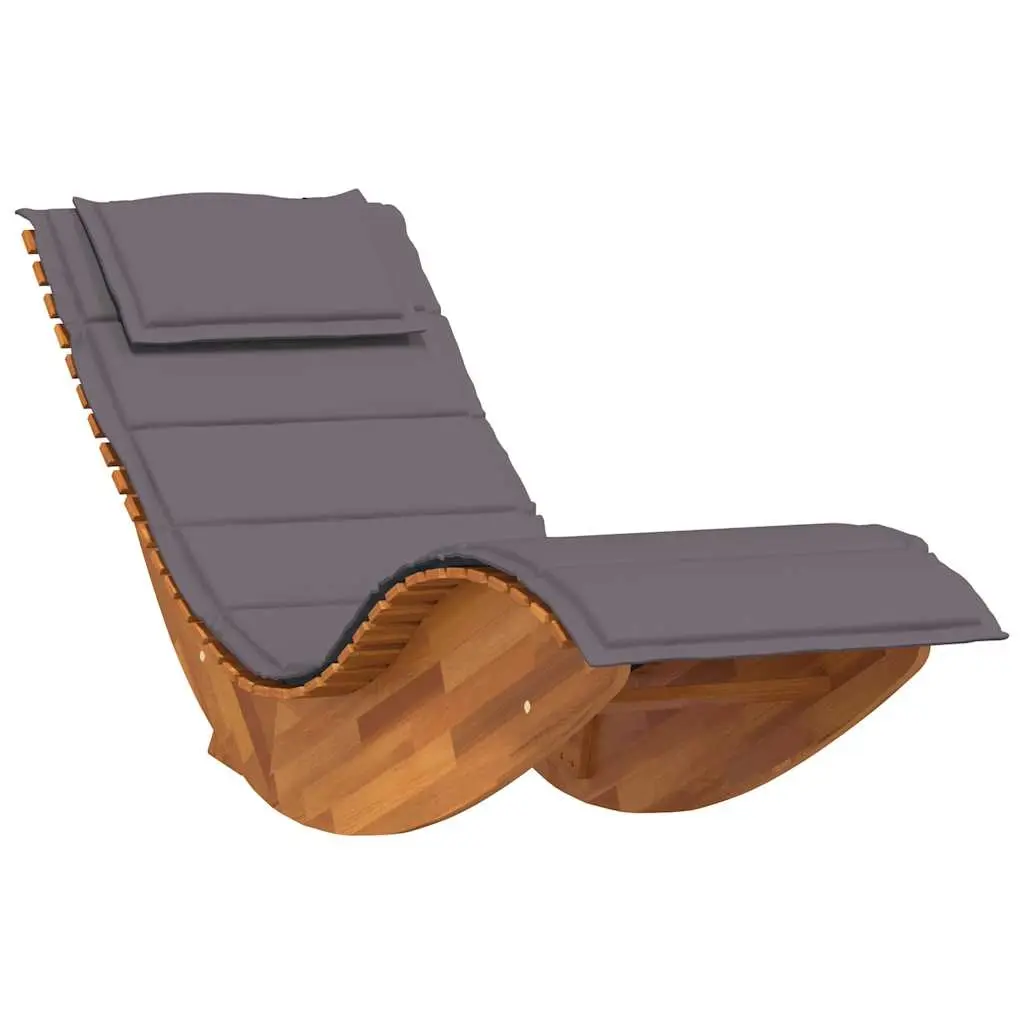 Rocking Sun Lounger with Cushion Solid Wood Acacia 4103883 - Up to 65% off Outdoor Furniture