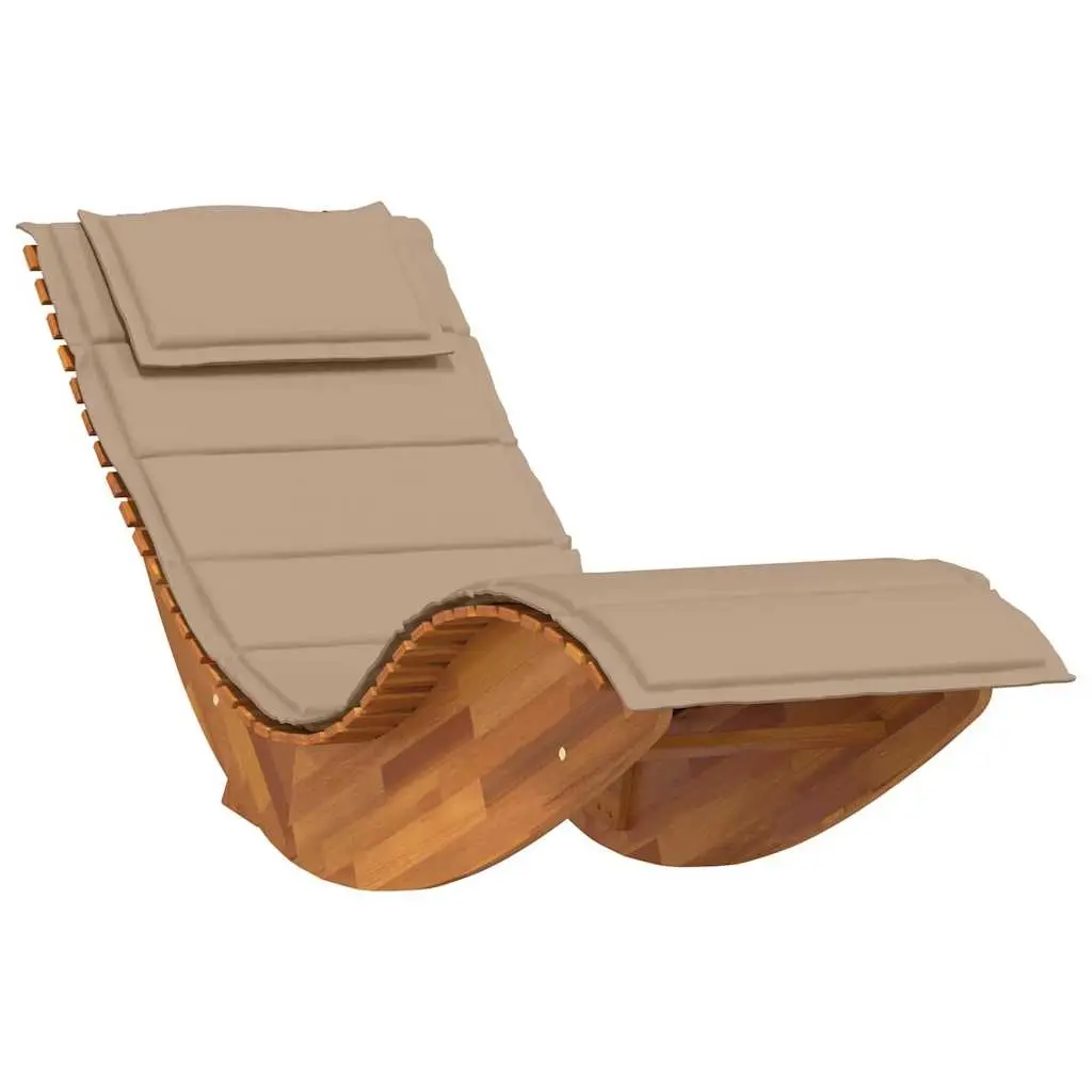 Rocking Sun Lounger with Cushion Solid Wood Acacia 4103885 - Furniture