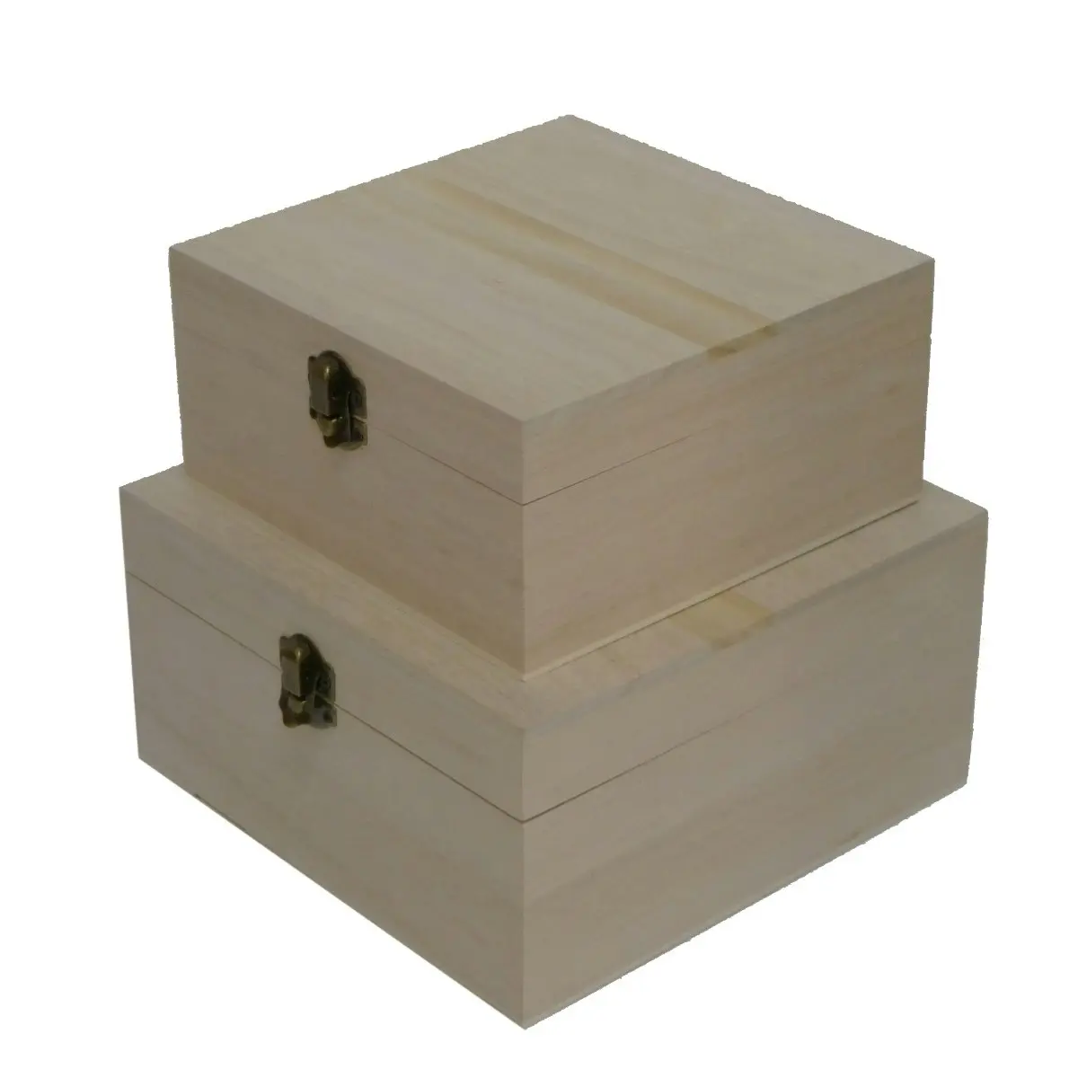 2pc Boyle Craftwood Large/Small Square Storage Box w/ Catch Organiser/Container - Home & Garden