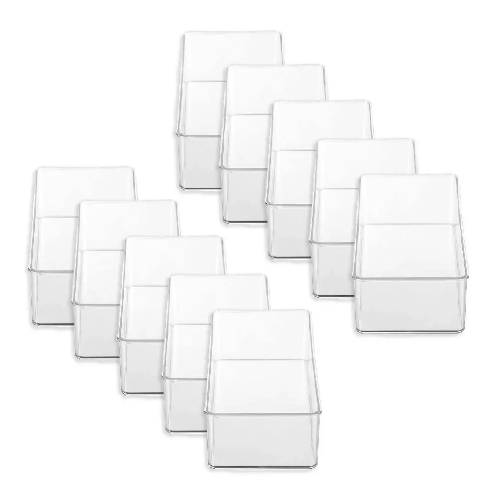 10x Boxsweden 24cm Crystal Stackable Tray Storage Home Container Organiser Clear - Home & Garden