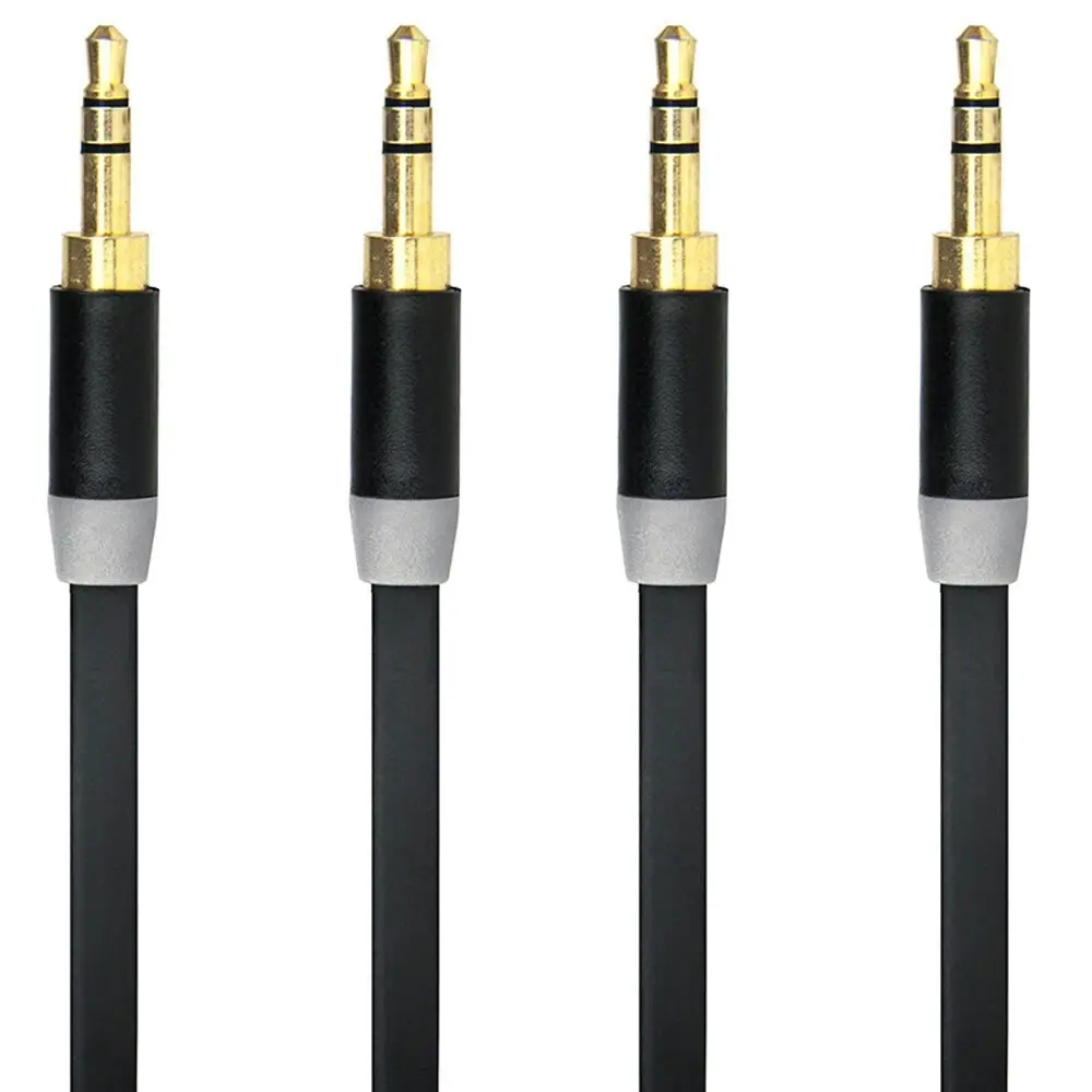 2PK Gecko 1m Flat 3.5mm Male to M AUX Cable Gold Plated Audio Car/Phone Cord BLK - Electronics