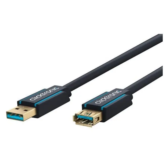 Clicktronic 1.8m USB A Male to Female 3.0 Cable Connector Extension 5Gbps Black - Electronics