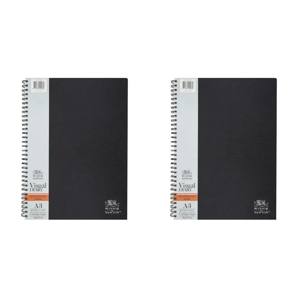 2x Winsor And Newton Double Wire Bound Heavyweight Visual Diary 40 Sheets A3 200gsm - Office