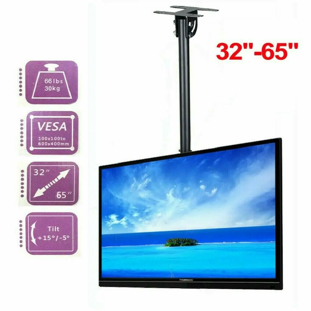 Fin Adjustable Ceiling Tv Wall Mount Bracket 32"-65" Led For Office Samsung Lg Sony