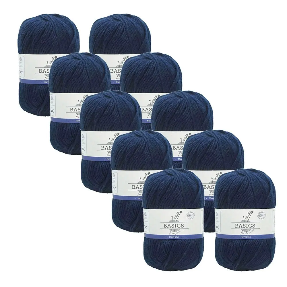 10x Malli Blend Basic 100g Acrylic/Polyester Yarn Knitting/Crochet Navy Blue - Hobbies