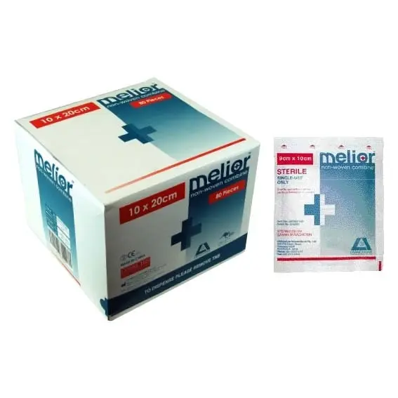 Melior Combine Dressing Pads 10 x 20cm Nonwoven Sterile 80 Box - Health
