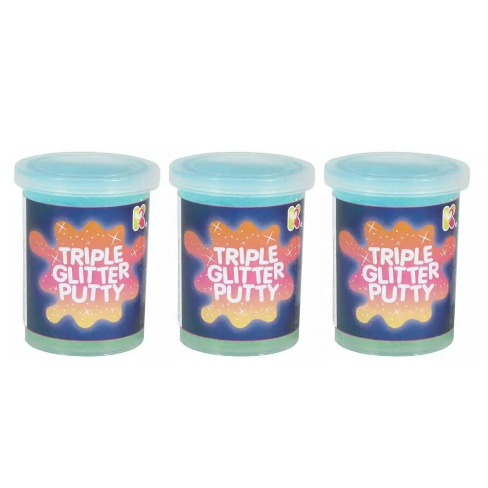 3x Fumfings Novelty Triple Glitter Putty 6cm Squish Art Toys Kids/Child 3y+ Asst - Hobbies