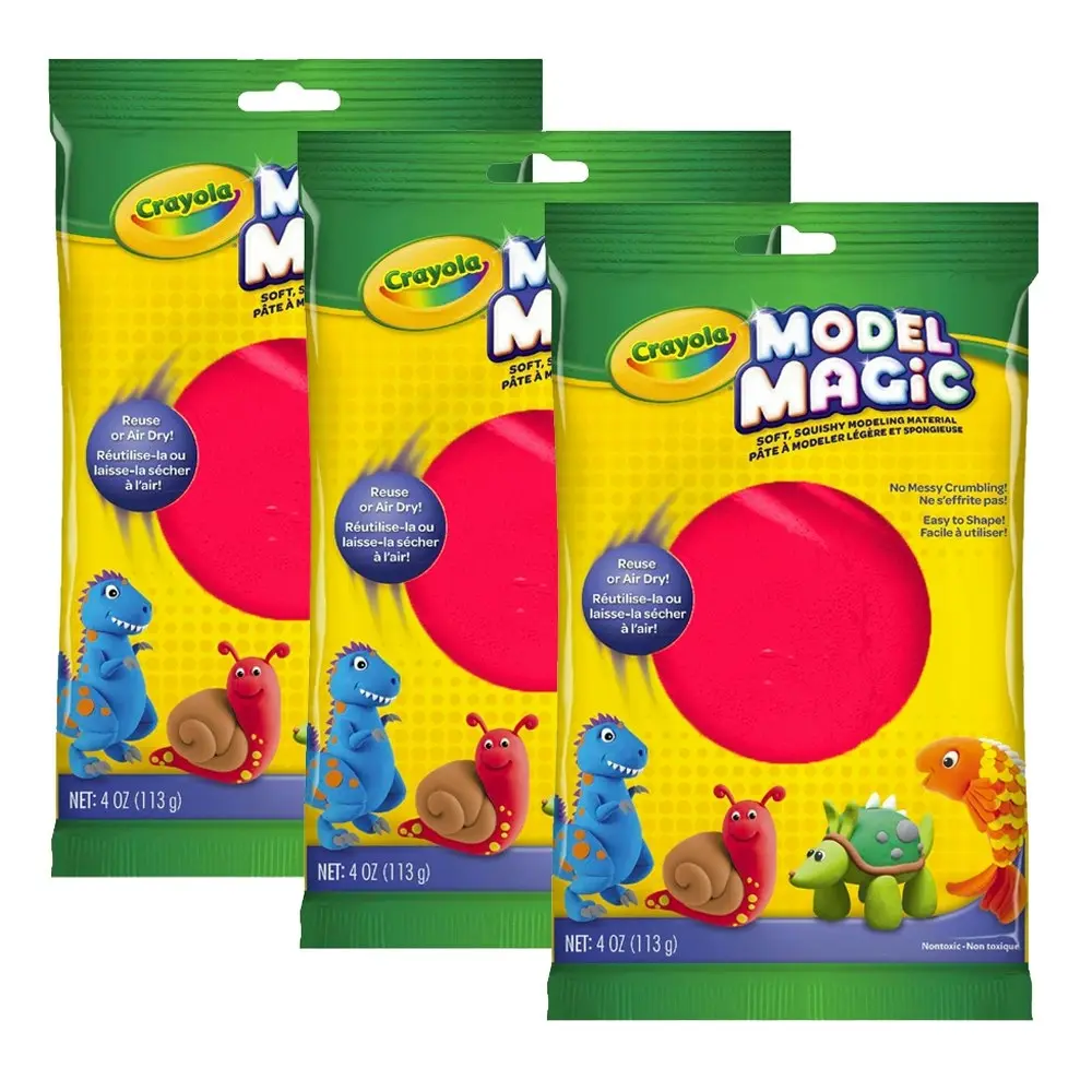 3x Crayola Childrens Creative Model Magic Squishy Modeling Material 113gms Red - Hobbies