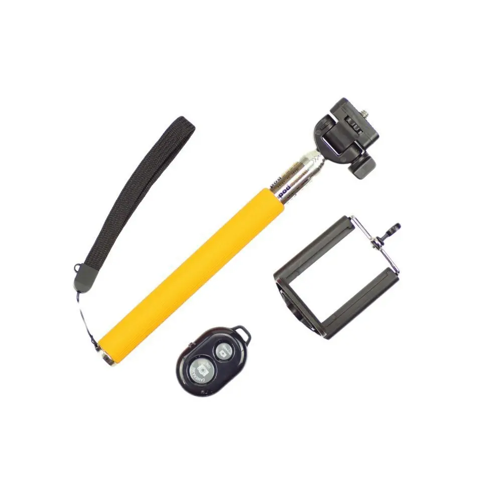 Bluetooth Remote Control Extendable Selfie Stick Monopod For Iphone Samsung Yellow - Electronics