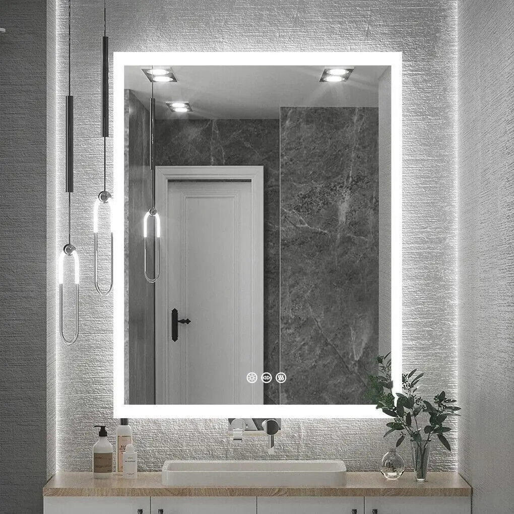 Fin Modern Led Bathroom Vanity Mirror Anti-Fog Hd Makeup Mirror Horizontal &Vertical