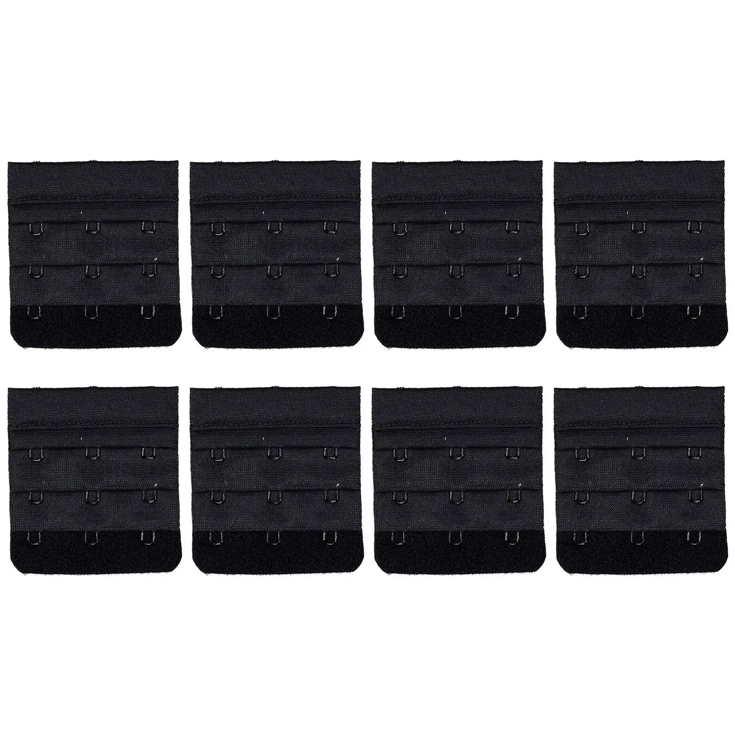 8 Pack Triumph 3 Hook Bra Band Extender Extension Clip On Band Strap Black Bulk - Fashion