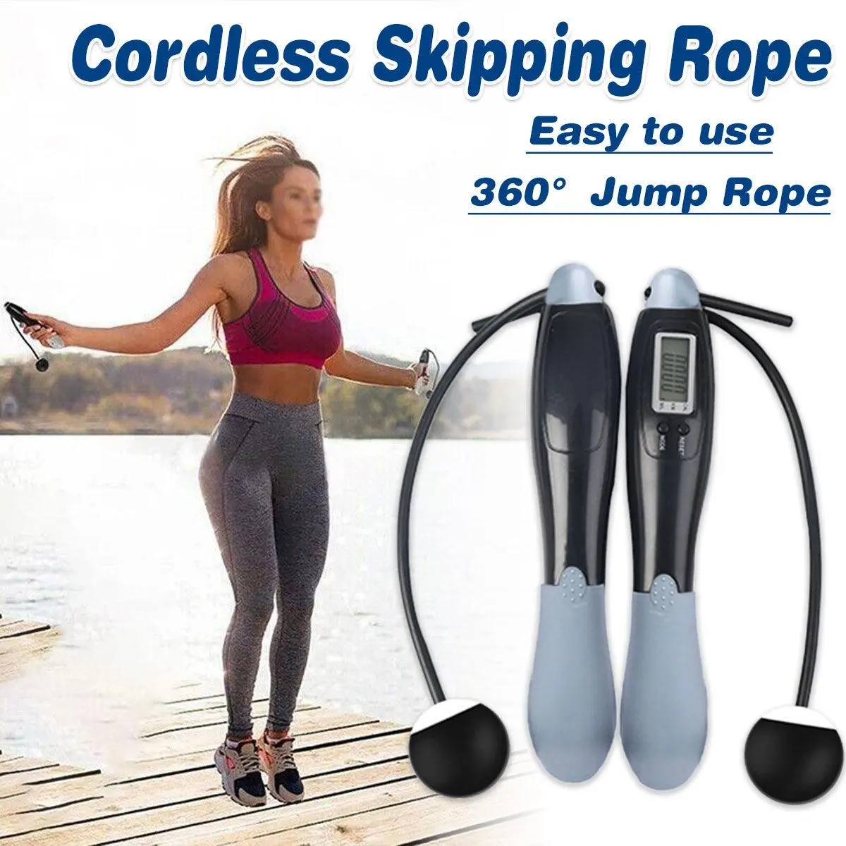 Digital Wireless Cordless Skipping Jump Rope Fitness With Calorie Counter - Sports & Outdoor
