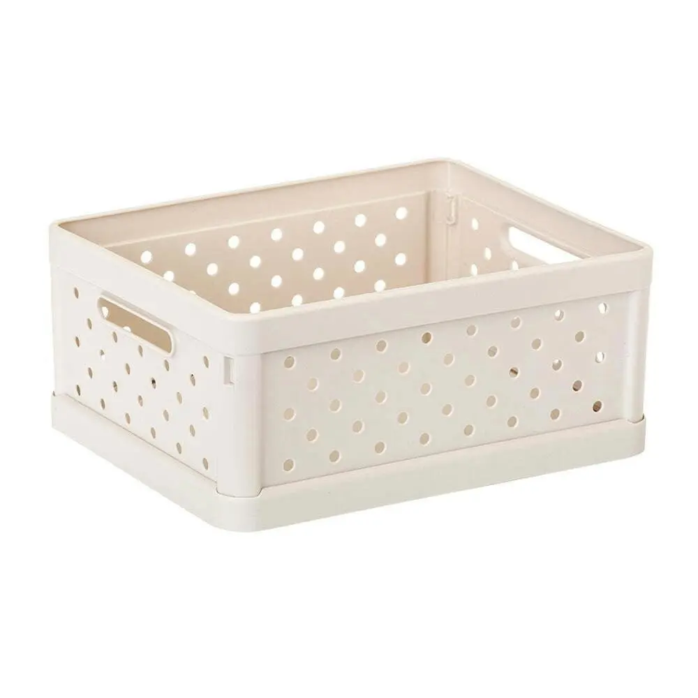 Vigar Compact 3.3L Plastic Foldable Crate Home Basket Storage Tray Sand White - Home & Garden