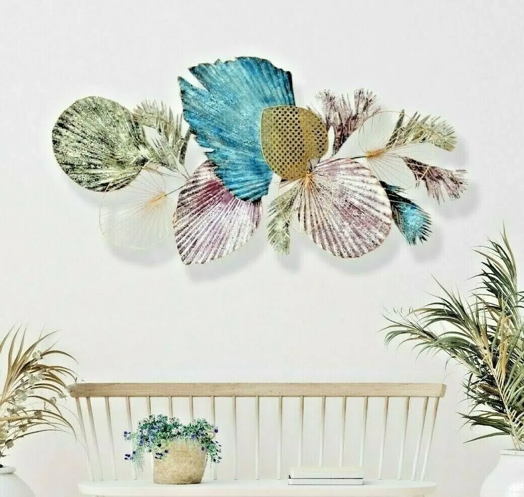 Fin 135Cm Metal Wall Art Hanging Iron Sculpture Garden Leaves Indoor/Outdoor - Home & Garden