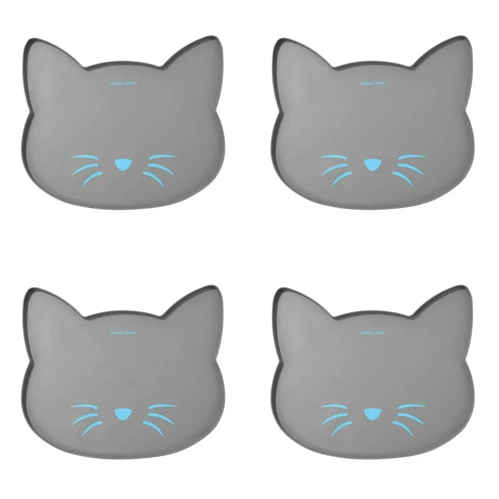 4x 2pc Paws & Claw 45.5cm Silicone Cat Food/Water Placemat Pet Feeding Mat Asstd - Pets