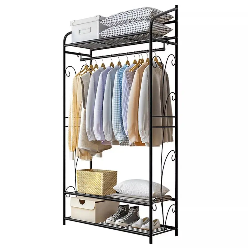 Fin Elegant Clothes Rail Rack Garment Dress Hanging Display Stand Shoe Storage Shelf - Home & Garden