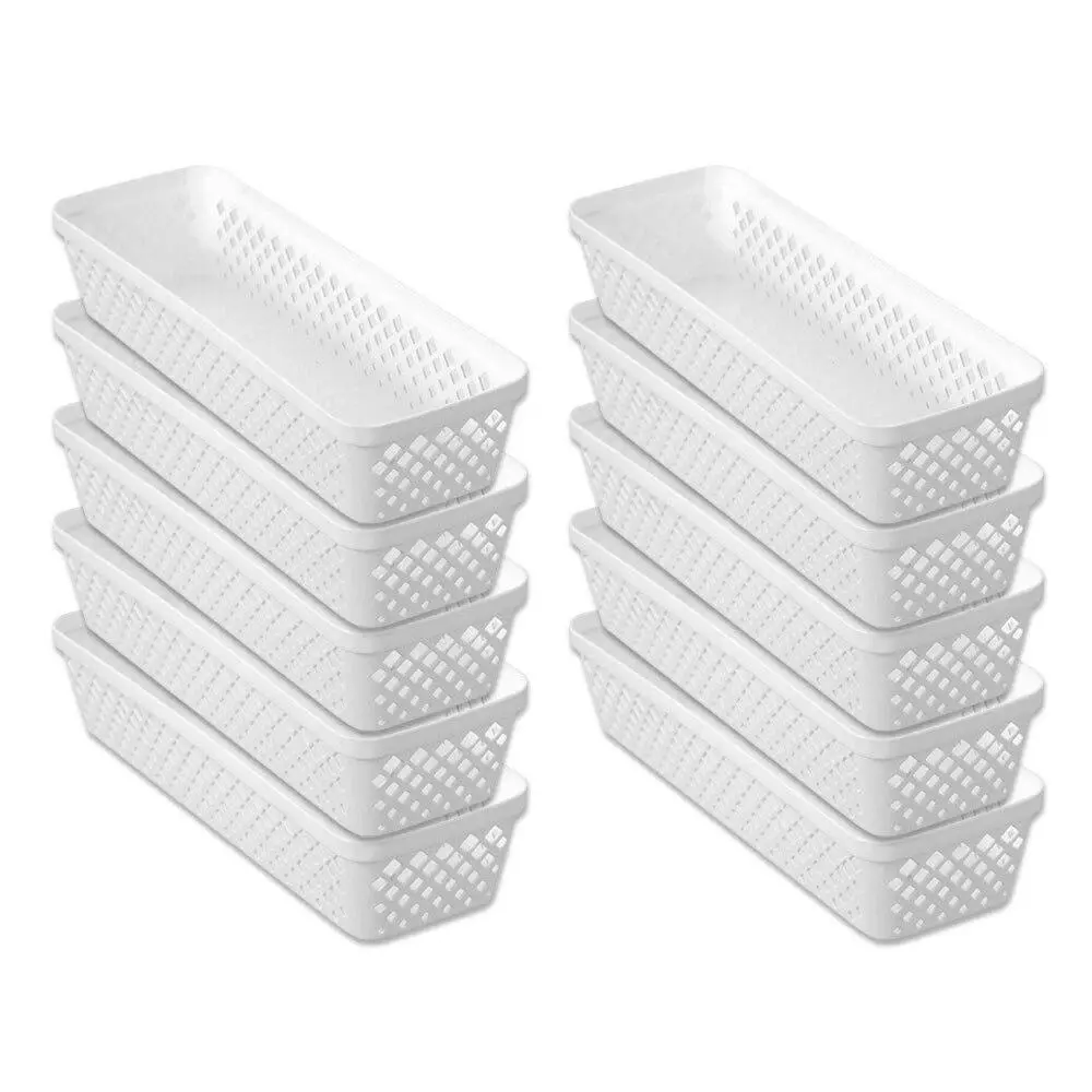 10x Boxsweden Kept Diamond 33x11cm Organiser Tray Household Storage Basket WHT - Home & Garden