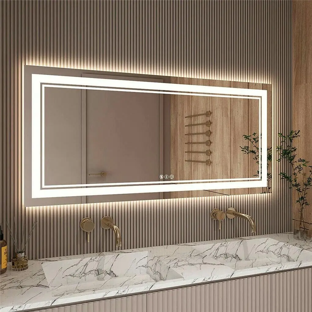Fin Full-Length Makeup Dressing Mirror Led Lighted Wall Mounted Bathroom Mirror
