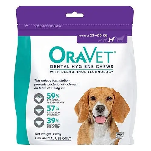 ORAVET Dental Chews for Medium Dogs 11 to 23 Kg (PURPLE) 28 Chews - Pets