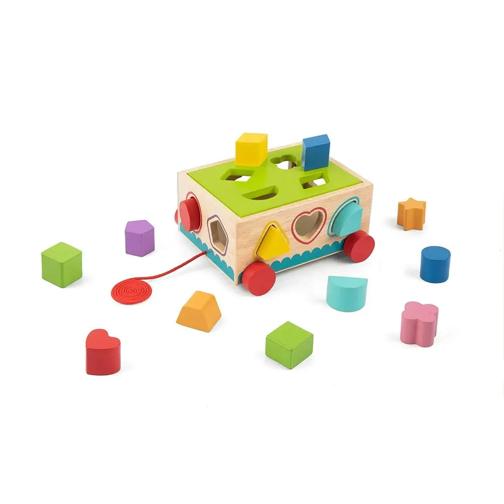 16pc Tooky Toy Kids/Children Wooden Shape Sorter Educational Block Puzzle 12m+ - Toys & Games