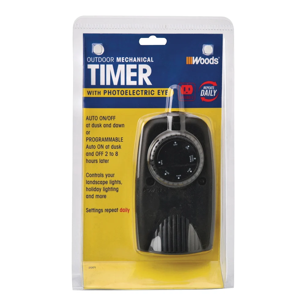 2001 Mechanical Timer, 8.3 A, 120 V, 1 W, 24 hr Time Setting, Black - Woods